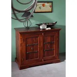 Massivmoebel24 Kommode OXFORD aus Akazie - Türkommode aus robustem Akazienholz, 107x50x88 cm, elegant nougat lackiert – ideal für stilvolle Aufbewahrung in jedem Raum.