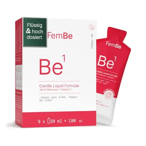 Hochdosiertes Cranberry-Konzentrat + 2.000 mg D-Mannose & 75 mg Vitamin C, praktisch dosiert, vegan & ohne Zuckerzusatz, zur zuverlässigen Unterstützung bei Blasenentzündungen – 9 Sachets à 20ml