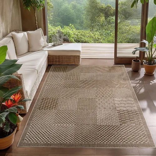 Carpetsale24 In- & Outdoor Teppich Wetterfest Robuster Flachgewebe UV-Beständig, Sisal Optik, Ideal für Küche, Balkon, Terrasse, Grösse: 120x170 cm