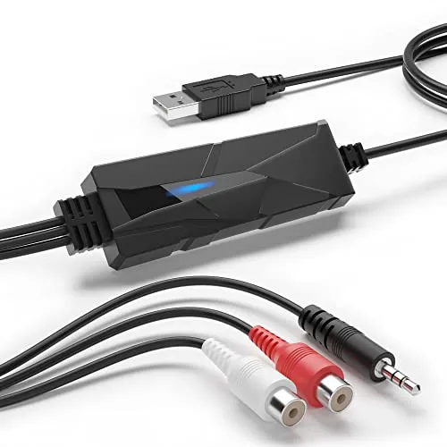 DriverGenius AudioXfer | USB Audio Grabber – Audio von Kassette, Vinyl, MD & Mehr über 3,5mm/RCA-Anschlüsse Aufnehmen für Musikliebhaber & Podcaster | Kompatibel mit PC, Mac & Linux (AV202-B)