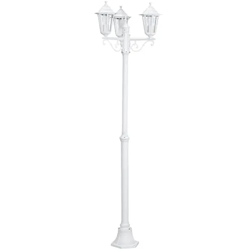 EGLO Außen-Stehleuchte Laterna 5 – 3-flammige Aluguss Stehlampe in Weiß - Wegeleuchten: Witterungsbeständige Außenlampe mit IP44 Schutz für Garten und Terrasse; edles Design aus Aluminiumguss für Langlebigkeit und Stil.