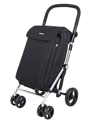 Carlett Einkaufstrolley mit Kühltasche, klappbar und geräumig - Einkaufstrolley mit 68 l Volumen und 10 l Kühltasche, ideal für große Einkäufe. Tragkraft von 25 kg und ergonomischer, höhenverstellbarer Griff für komfortables Shopping.