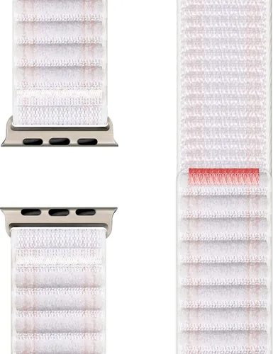 Evolv Nylon Armband für Apple Watch Ultra/SE/10/9/8/7/6/5/4/3/2/1, Gewebtes Stoffband mit Klettverschluss, 42/44/45/46/49mm - Polarweiß