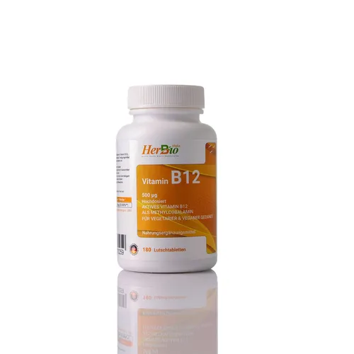 HerbBio Vitamin B12 500 mcg Lutschtabletten – hochdosiert & vegan