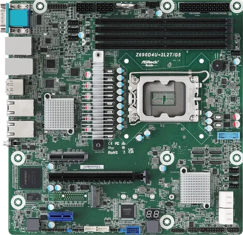 ASRock MB Z690D4U-2L2T G5 - Micro-ATX Motherboard - Mainboard für LGA1700 mit Unterstützung für bis zu 32 GB DDR5 RAM und 10 Gigabit Ethernet, ideal für leistungsstarke Systeme und Gaming.
