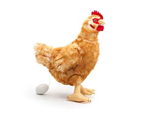 Uni-Toys Kuscheltier Henne mit Ei - 33 cm Plüschhuhn in Hellbraun - Stofftier Henne mit Ei, 33 cm, aus kuschelweichem, maschinenwaschbarem Plüsch. Perfekt für Kinder und als treuer Begleiter.