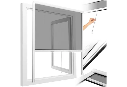 tectake Insektenschutz-Fensterrahmen Insektenschutzrollo aus Aluminium - Fliegengitter für effektiven Insektenschutz, individuell kürzbar und einfach zu montieren. Genieße frische Luft ohne Chemikalien – ideal für jedes Fenster!