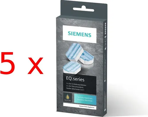 SIEMENS TZ80002 Entkalkungstabletten für Kaffeevollautomaten - 15 Entkalkungstabletten für effektive Kalkentfernung und Schutz vor Ablagerungen. Ideal für EQ und Surpresso Modelle, um die Lebensdauer Ihrer Geräte zu verlängern.