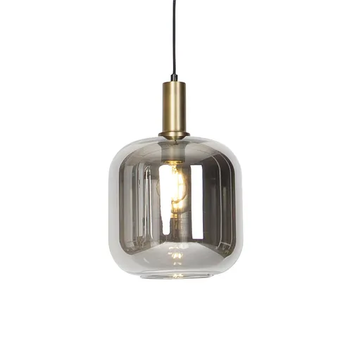 Qazqa Smart LED Pendelleuchte Zuzanna - Schwarz mit Rauchglas, dimmbar - Stylische Pendelleuchte mit E27-Fassung, ideal für Flur, Küche und Wohnzimmer. Dimmbar und smart steuerbar, sorgt für die perfekte Lichtatmosphäre in jedem Raum.