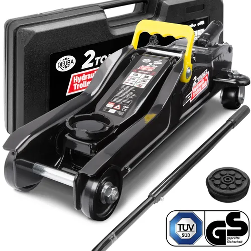 Deuba Rangierwagenheber 107243 - Hydraulisch mit 2 t Tragkraft - Wagenheber mit hydraulischem Mechanismus, ideal für PKW. Mit einer Hubhöhe von 85-330 mm und praktischen Tragekoffer für einfachen Transport.