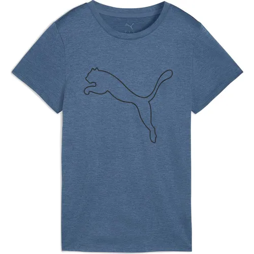 PUMA Unisex W Tad Essential Heather Logo Tee - Damen Laufshirt mit normaler Passform aus hochwertigem Single-Jersey-Stoff, ideal für sportliche Aktivitäten und Freizeit.