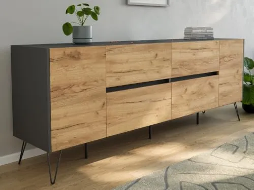 Magnolia Home Sideboard Yako 200 cm mit 2 Türen und 4 Schubladen