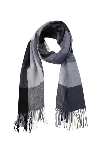 malito - Damen Modeschal - weicher XXL Viskosemix Schal - Winterschal Karo-Design modern & lang - Pashmina Stola Kaschmir S602 - (Grau kariert)