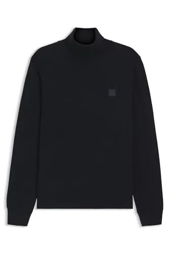 BOSS Akiro_S Pullover - Gerade geschnittener Herrenpullover mit gewebtem Logo-Etikett und Rippbündchen für einen stilvollen Look.