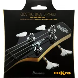 Ibanez IEBS4CMK Mikro 3/4-Bass Saiten - Gitarren- & Bass-Zubehör mit beschichteten Saiten aus vernickeltem Stahl, ideal für short scale E-Bass und hervorragenden Klang.