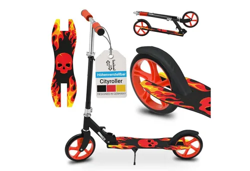 ArtSport Cityroller Fire mit XXL Rädern - Roller/Kickboards, klappbar und tragbar, ideal für Kinder ab 4 Jahren bis 100 kg, ausgestattet mit XXL Rädern und Hinterradreibungsbremse für sicheres Fahren.