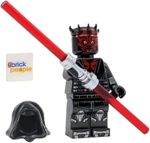 LEGO Star Wars: Darth Maul Minifigure with Metallic Silver Armor, Hood, Cape and Dual Lightsaber