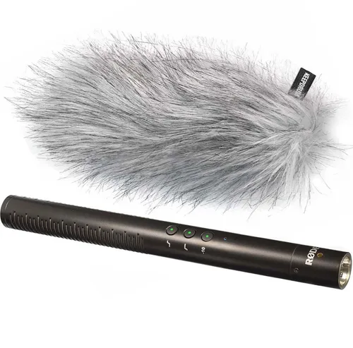 RØDE NTG-4+ Plus Richtmikrofon mit Windschutz - Mikrofon mit internem Lithium-Akku für bis zu 150 Stunden Betriebszeit, ideal für professionelle Audioaufnahmen. Inklusive Stativklemme und Schaumstoffwindschutz für klare Klangqualität.