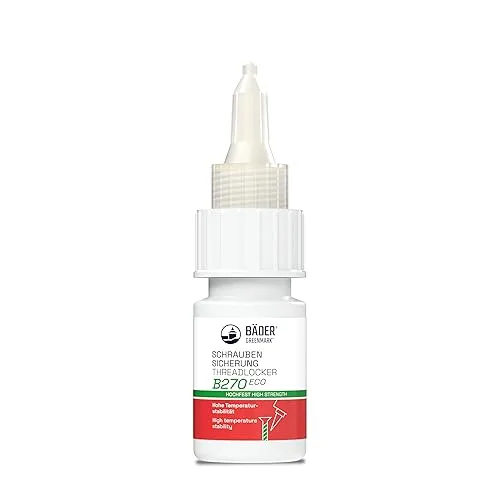 Produktbild Lackfabrik Bäder Schraubensicherung B270 Eco Hochfest Grün 10ml – Anaerober Gewindekleber, Schraubenkleber, Gewindedichtung, Vibrationssicher, Kennzeichnungsfrei, Lebensmittelecht, Made in Germany