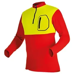 Pfanner® Funktionsshirt ZIPP-NECK langarm, gelb/rot - Größe XS - Arbeits- & Schutzkleidung: Leichtes Funktionsshirt mit 37,5°-Cocona-Technologie für optimalen Feuchtigkeitstransport und angenehme Kühlung bei aktiven Arbeiten im Forst.