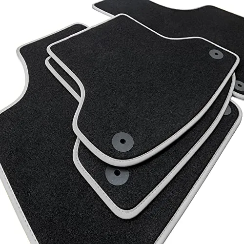 teileplus24 NL-110 Fußmatten kompatibel mit VW Polo 5 6R 6C 2009-2017 Premium Automatten 4-teilig Nubuk, Bandeinfassung:Silber