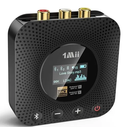1Mii B06HD+ Hi-Res Bluetooth 5.3 Receiver mit LDAC & aptX HD, Audiophiler DAC & OLED-Display – Kabelloser Audio-Empfänger für Stereoanlage & Lautsprecher (Optisch/Cinch/Koaxial)