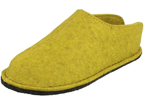 Haflinger Flair Smily Limone EU 41 - Bequeme Slipper - Hausschuhe aus Wollfilz, offen geschnitten für optimale Belüftung. Stilvoll und bequem – perfekt für entspannte Stunden zu Hause!