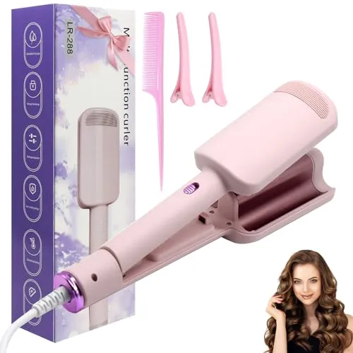 HASAIKA® Welleneisen Lockenstab, Welleneisen für Haare Beach Waves, 32mm Lockenstab Große Locken mit 4 Einstellbaren Temperaturen, Geeignet für alle Haartypen (Rosa)