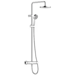 Hansabasic Duschsystem mit Thermostat und Kopfbrause 200 mm - Brausegarnituren mit verchromter Oberfläche, Thermoschutz bei 38°C und THERMO COOL-Funktion für sicheres Duschen.