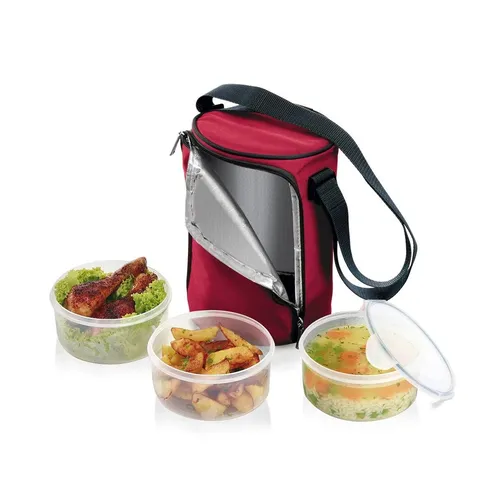 Produktbild Tescoma Essenträger FRESHBOX mit 3 Dosen 0.8 l, bordeauxrot