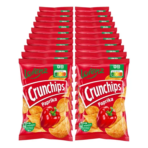 Lorenz Snack World Crunchips Paprika 20er Pack - Chips mit einzigartigem Crunch und Paprika-Geschmack, glutenfrei und knusprig gebacken in Sonnenblumenöl. Perfekt für gesellige Abende mit Freunden!