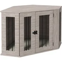 PawHut Hundekäfig aus Spanplatte und Stahl - Sonstiger Katzenbedarf: Schaffen Sie einen sicheren Rückzugsort für Ihren Hund mit komfortablem, leicht zu reinigendem Liegekissen und großer Eingangstür für mühelosen Zugang.