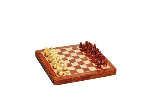 Jeu D'Échecs En Bois 25cm - Faltbares Schachbrett mit 44mm Figuren - Schachspiel aus hochwertigem Holz, ideal für Schachliebhaber und perfekt für unterwegs dank des faltbaren Designs.