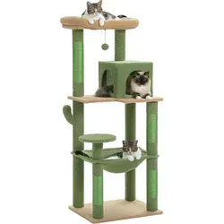 Purpurra Katzenbaum für große Katzen mit Metall Plüsch Hängematte 116cm/ 143 cm - Grün