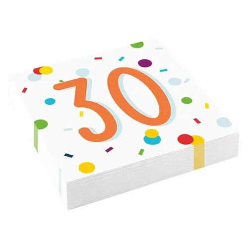 SERVIETTEN CONFETTI -BIRTHDAY 30 -20 STÜCK 33X33 CM