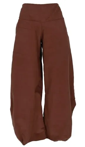 Guru-Shop Relaxhose Weite Boho Cord Pluderhose - Bequeme Feincord Boho Hose im Ethno Style, aus 100% Baumwolle gefertigt, ideal für lässige Outfits und entspanntes Tragen.