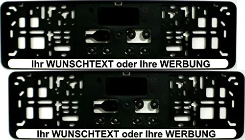 Satz (2 Stück) Kennzeichenhalter - KURZ 46 cm - WEISS (Leiste) - MIT INDIVIDUELLEM WUNSCHTEXT - PREMIUMQUALITÄT - personalisiert 460 mm weiß