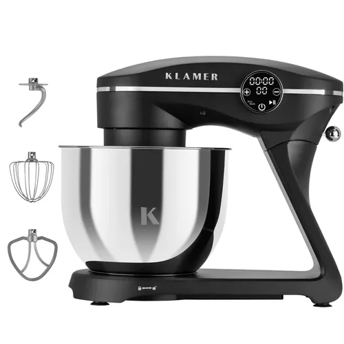 KLAMER Küchenmaschine 1800W - 6 Liter Edelstahl Schüssel, 10 Geschwindigkeitsstufen, ideal für Familien und perfekte Teigzubereitung