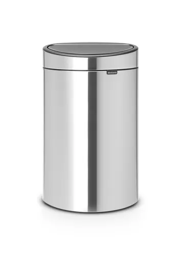 Brabantia Touch Abfallbehälter 40 L - Matt Stahl - Haushaltszubehör mit feuerbeständigem Metall-Inneneimer und sanft schließendem Deckel. Ideal für eine stilvolle und sichere Müllentsorgung.