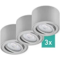 Oktaplex 3er Set Aufputz Spot Lile S Schwenkbar inkl. LED-Module Neutralweiß 4000K 230V Aluminium Gebürstet