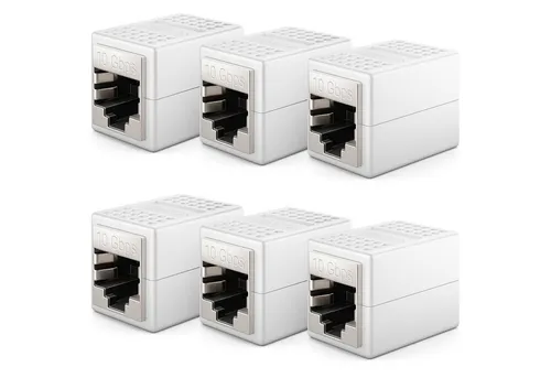 deleyCON 6x CAT 6a LAN Kabel Verlängerung RJ45 Patchkabel Kupplung Verbinder Netzwerk-Adapter