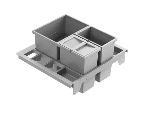 Hailo Einbaumülleimer Separato-K 600 - 3-fach Abfallsammler - Mülleimer mit 34L Gesamtvolumen für einfachen Einbau in 60cm Schubkästen. Ideal zur Mülltrennung mit 3 Behältern – clever und platzsparend!