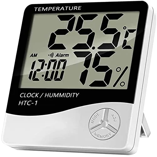 Retoo Hygrometer Thermometer Digitales Innen, Raumthermometer mit UHR, Aufzeichnung und Raumklima-Indikator, Zimmerthermometer, Luftfeuchtigkeitmessgerät, Raumklimakontrolle, Klima Monitor, Weiß