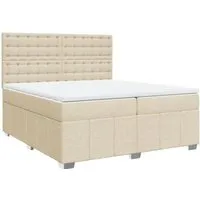 vidaXL Boxspringbett mit Matratze 200x200 cm in Creme - Elegantes Boxspringbett mit Taschenfederkernmatratze für optimalen Halt und individuellen Komfort. Höhenverstellbares Kopfteil und abnehmbare Matratzenauflage für einfache Pflege.