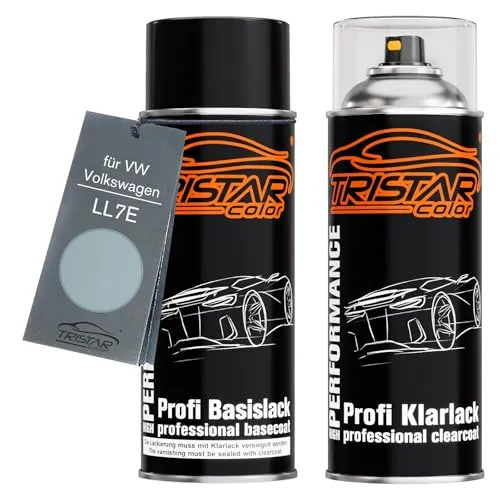 TRISTARcolor Autolack Spraydosen Set für VW/Volkswagen LL7E Flanellgrau/Cinza Bruma Basislack Klarlack Sprühdose 400ml