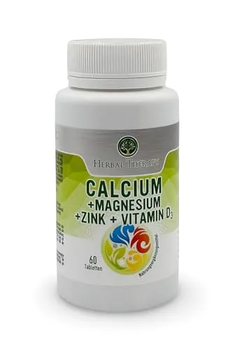 Herbal Therapy Calcium + Magnesium + Zink + Vitamin D3 Nahrungsergänzung, 60 Tabletten
