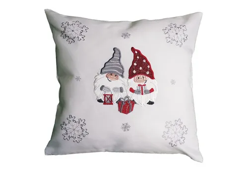 texpot Kissenhülle 40 x 40 cm mit Stickerei Wichtel Winter Weihnachten, (1 Stück)