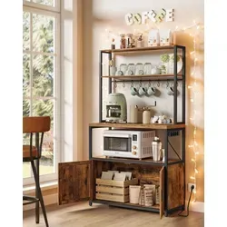 Küchenregal mit Steckdosen, 40 x 80 x 170 cm, ergonomisch & funktional - Praktisches Küchenregal mit integrierten Steckdosen für einfachen Geräteanschluss. Ergonomische Arbeitsplatte und zahlreiche Ablagen sorgen für Ordnung und Komfort in Ihrer Küche.