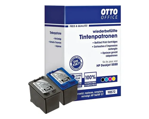 Otto Office SA342AE (C6656AE / C6657AE) Tintenpatrone (Set, ersetzt HP SA342AE, Nr. 56 / 57, schwarz, 3-farbig)