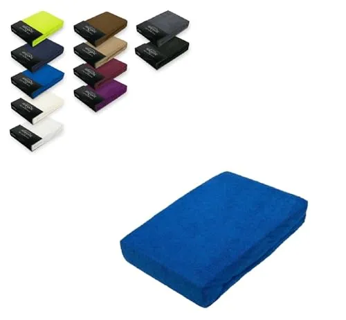EXKLUSIV HEIMTEXTIL Frottee Spannbettlaken 60-70 x 140 cm 80% Baumwolle, 20% Polyester Öko - Tex Zertifiziert, Markenqualität, Matratzenhöhe bis 10 cm, Royalblau